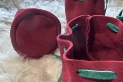 Lederbeutel rot-grün